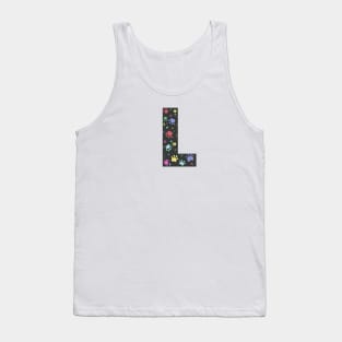 L letter with colorful paw print Tank Top
